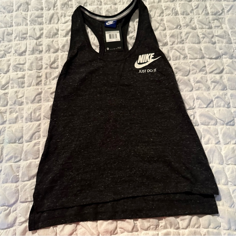 NWT Nike Ladies Racerback Tank Top Dark Grey Size XS. Super Soft!